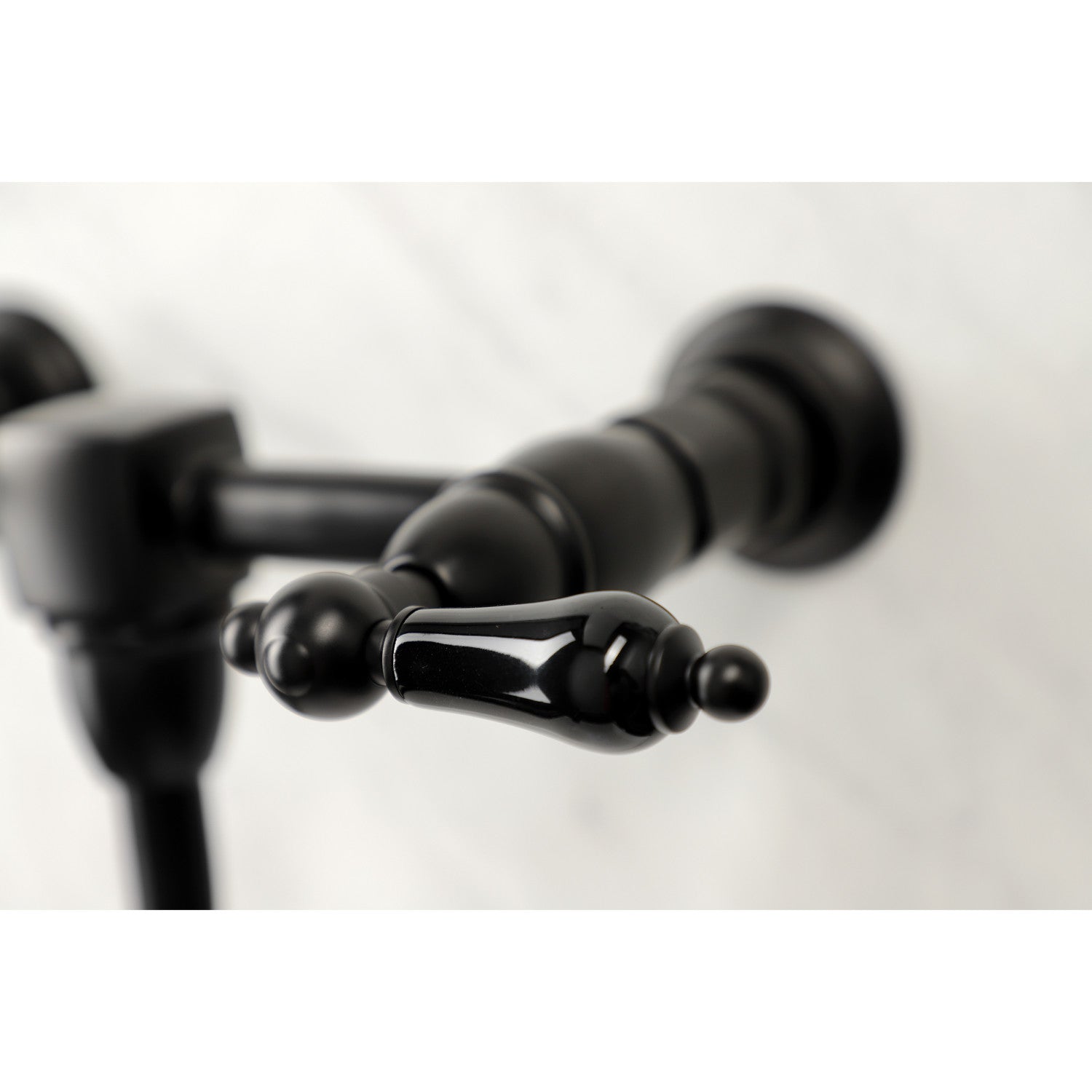 Kingston Heirloom KS1210PKL - Duchess Double-Handle 2-Hole Wall Mount Bathroom Faucet, Matte Black — thumbnail 2